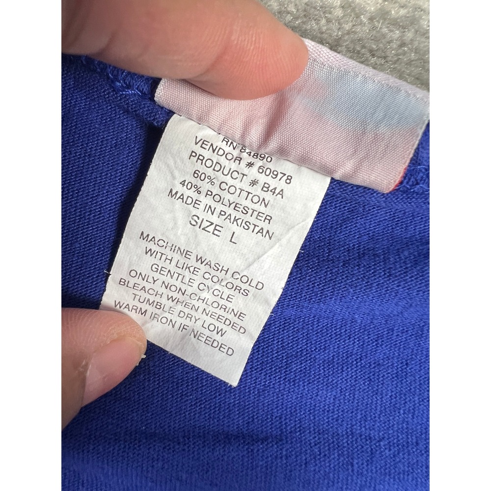 American Sweetheart Tank Top Womens L Blue Solid Crew Neck Cotton Blend Basic - Picture 7 of 11